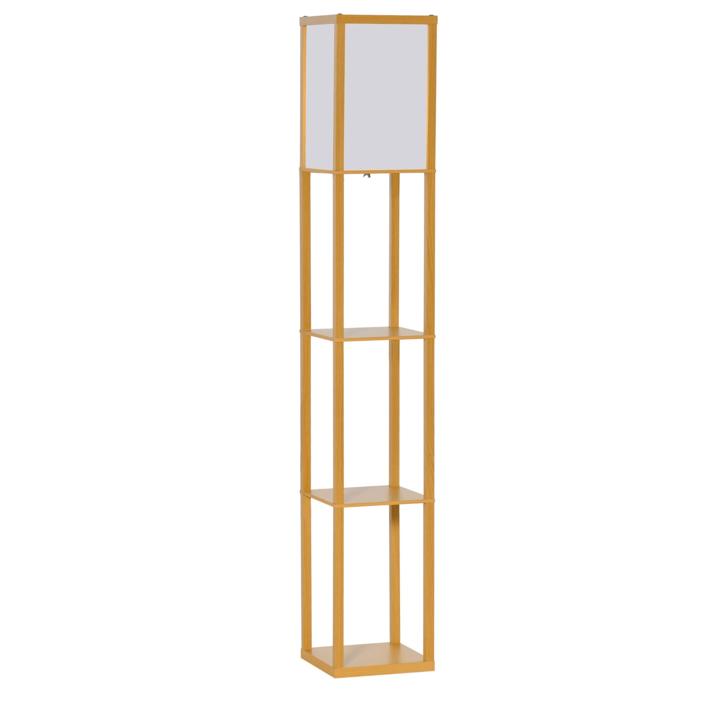 4-Tier Floor Lamp, Floor Light with Storage Shelf, Natural 3-Tier