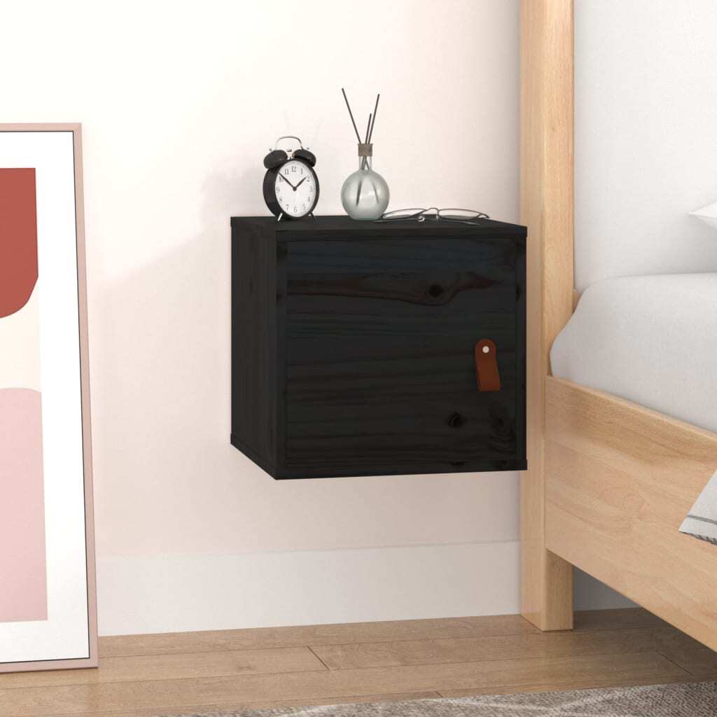 Wall Cabinet Black 31.5x30x30 cm Solid Wood Pine