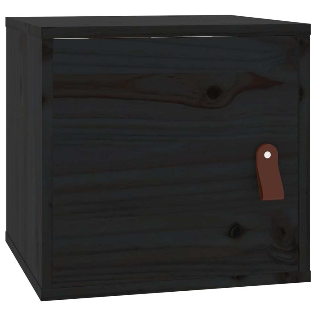 Wall Cabinet Black 31.5x30x30 cm Solid Wood Pine