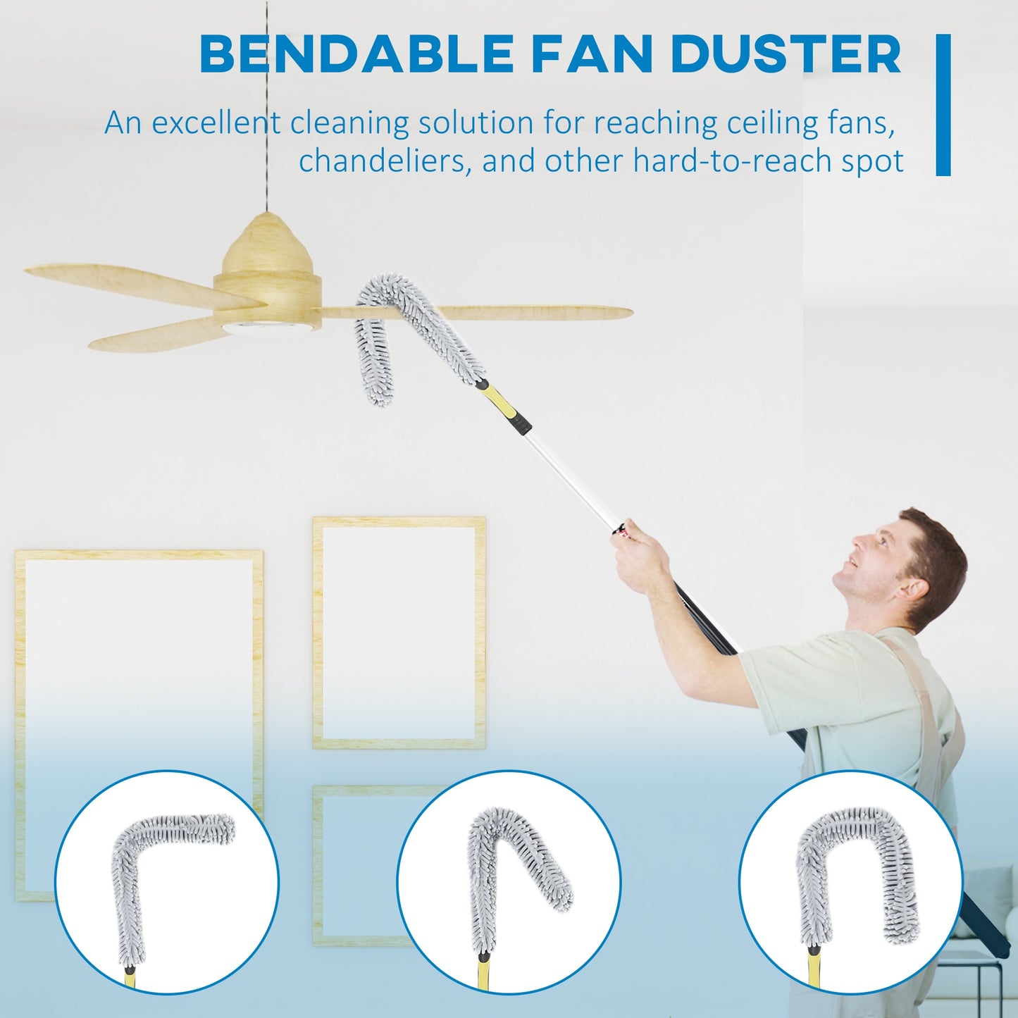 Extendable Feather Duster Cleaning Kit W/ Telescopic Pole 3.5m/11.5ft