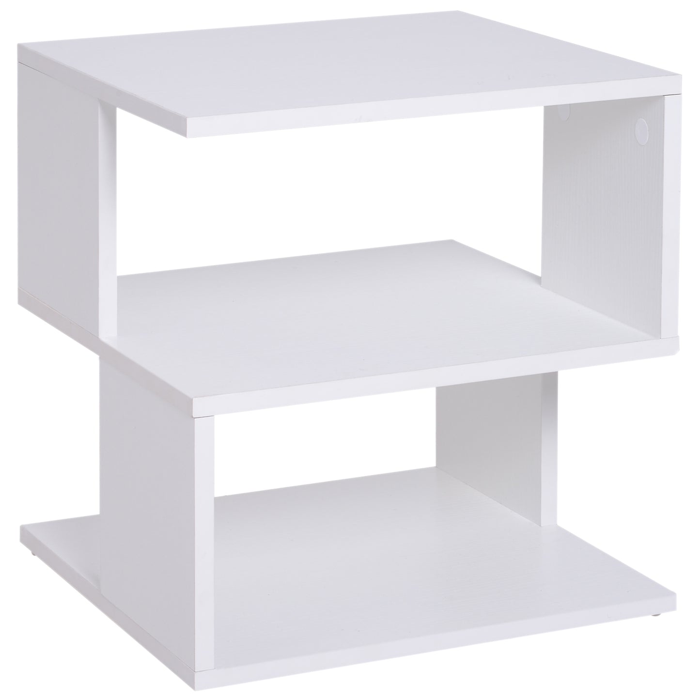 Modern Square 2 Tier Wood Coffee Side Table Storage Shelf Rack White