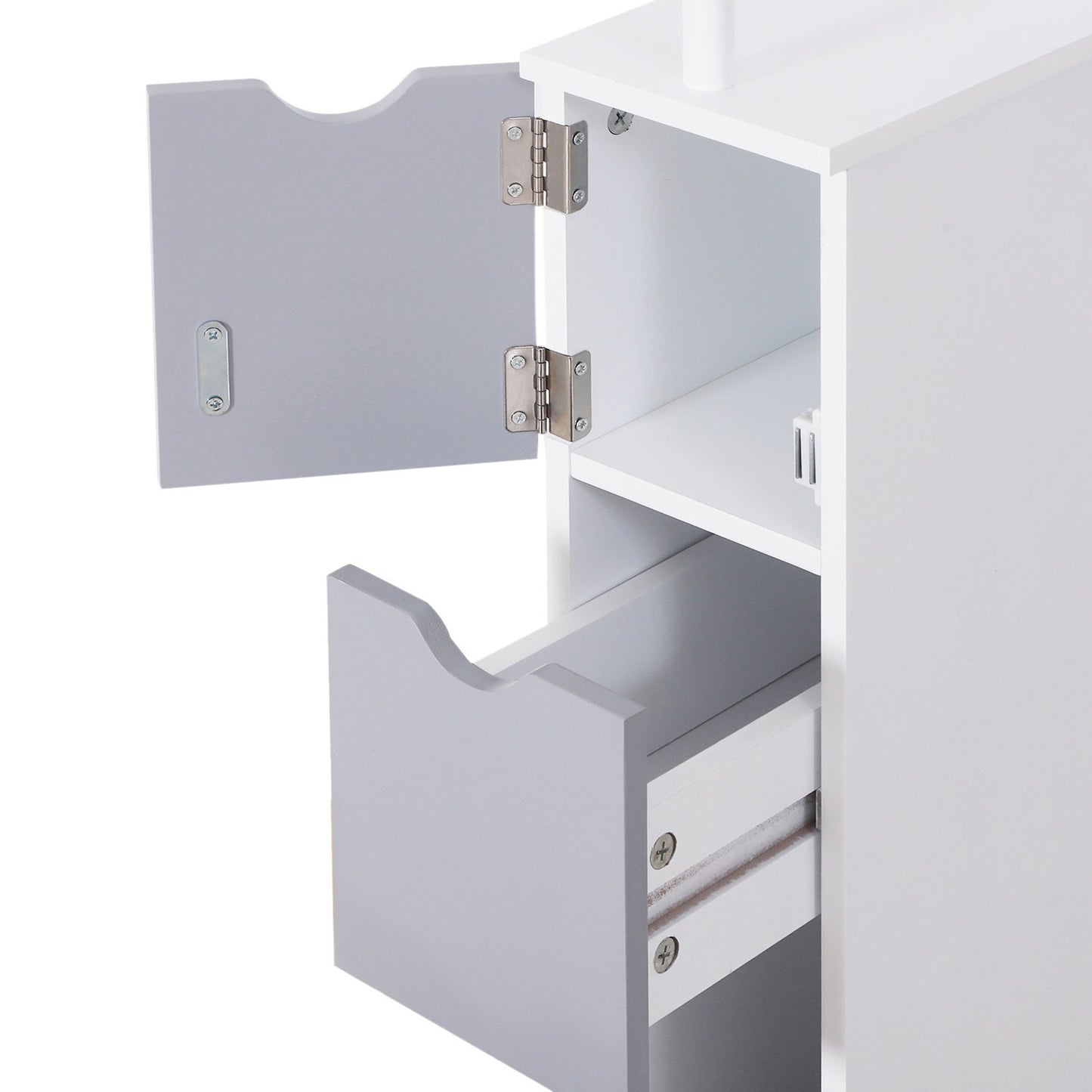 HOMCOM Bathroom Storage Cupboard Thin Cabinet Unit Shelf White w/ Drawers