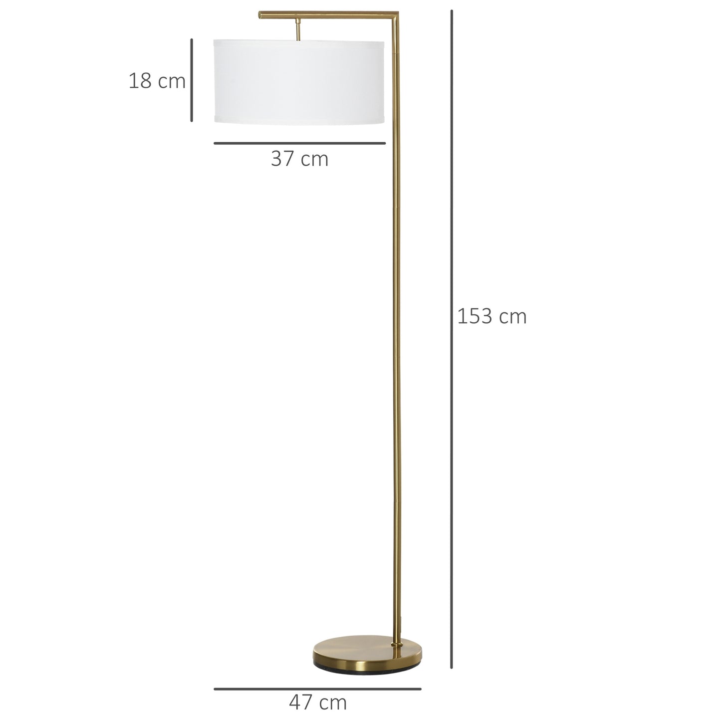 Floor Lamp with Linen Lampshade Round Base for Living Room Bedroom HOMCOM