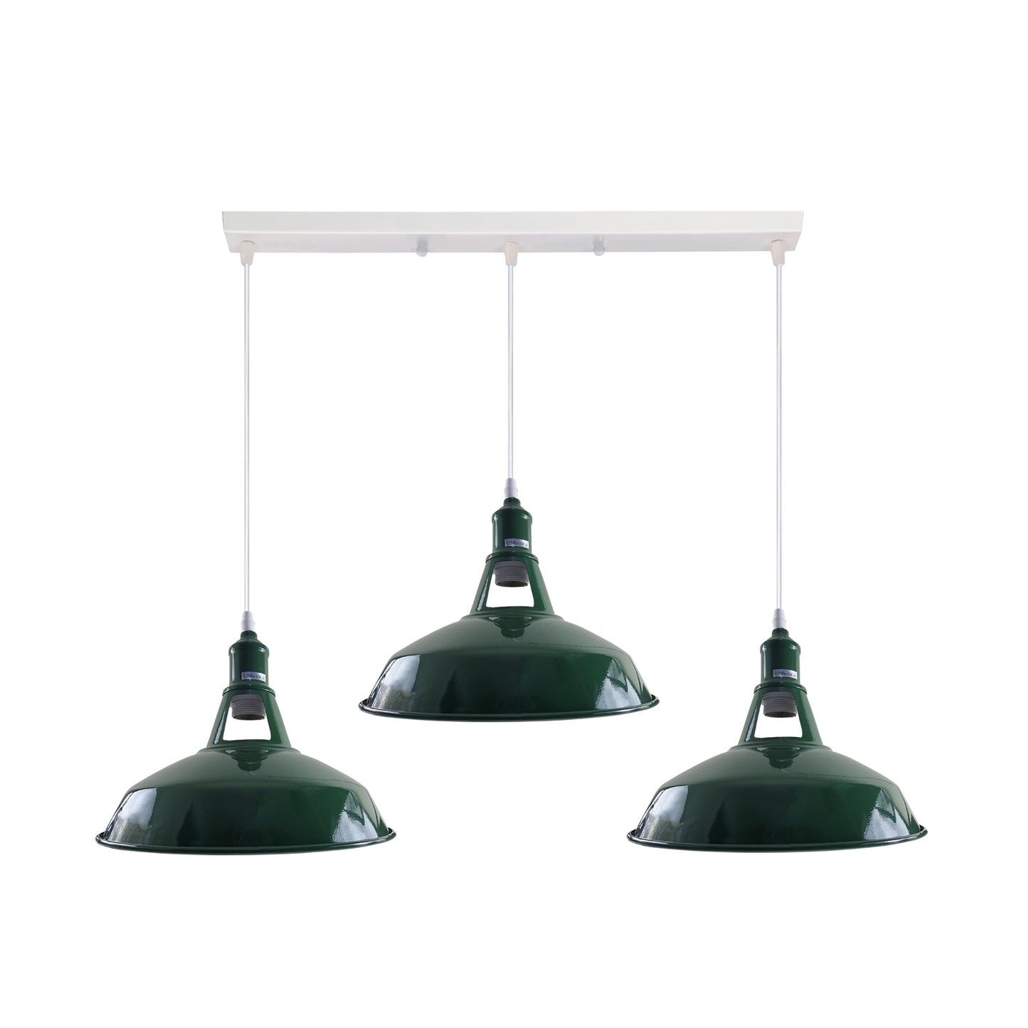 Industrial Vintage Loft Kitchen Bar 3 Lights Ceiling Barn-slotted Metal E27 White, Green without bulb