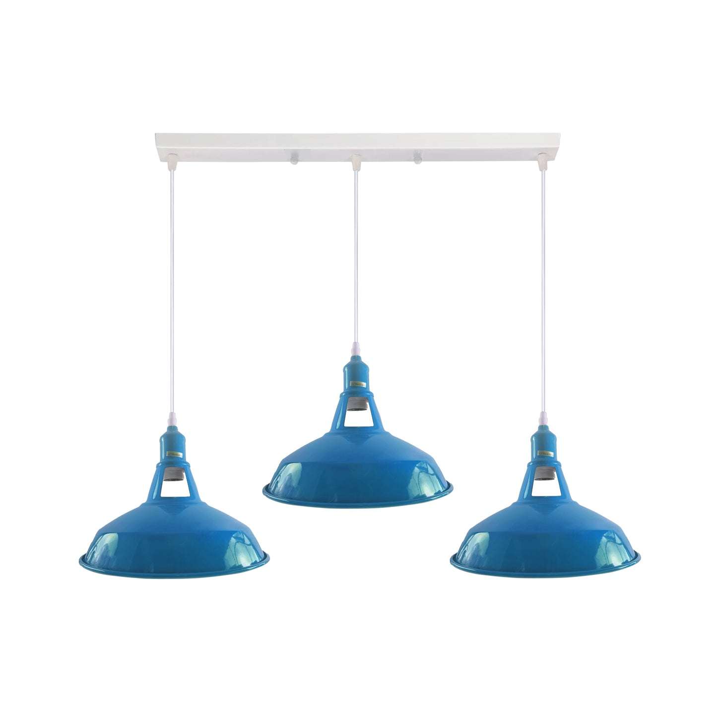 Industrial Vintage Loft Kitchen Bar 3 Lights Ceiling Barn-slotted Metal E27 White, Blue without bulb