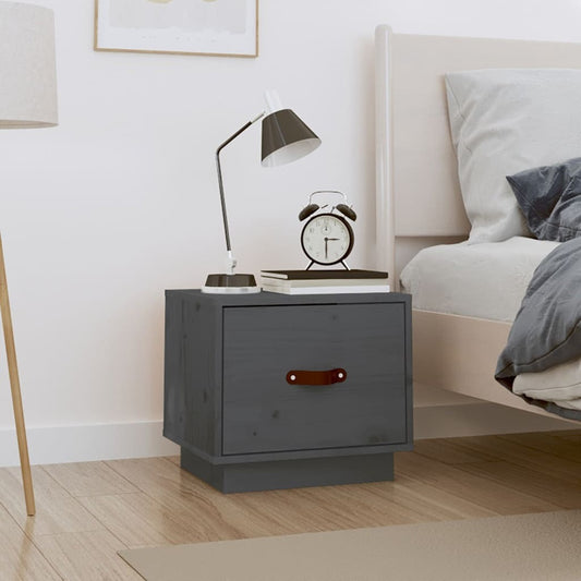 Bedside Cabinet Grey 40x34x35 cm Solid Wood Pine