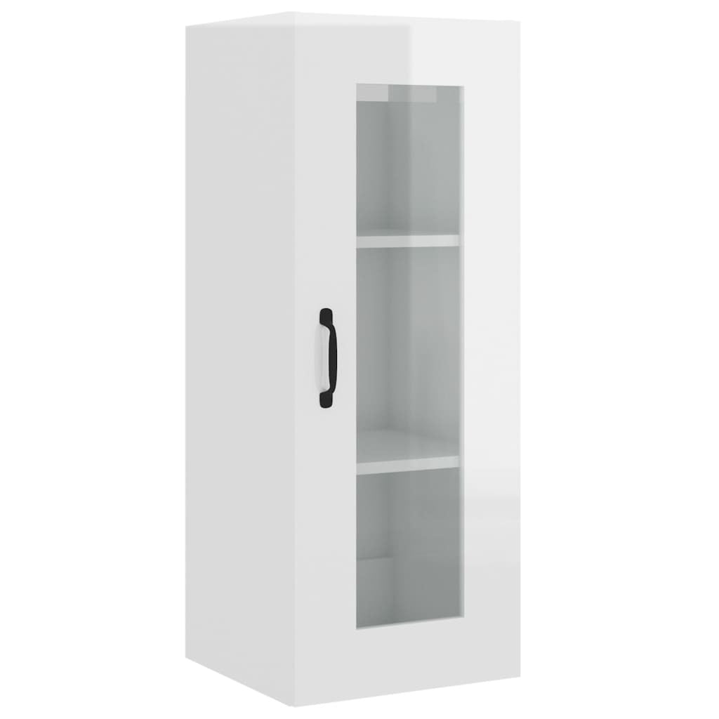 Hanging Wall Cabinet High Gloss White 34.5x34x90 cm