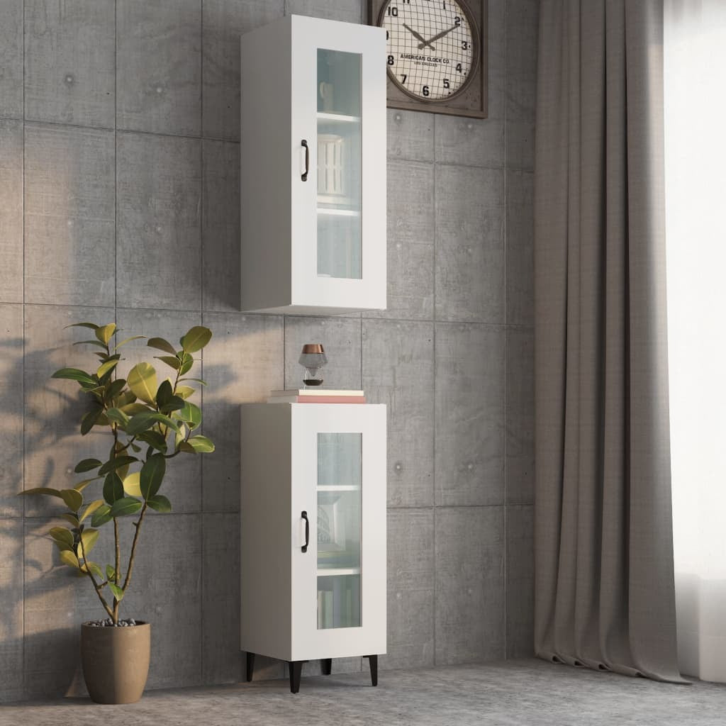 Hanging Wall Cabinet High Gloss White 34.5x34x90 cm