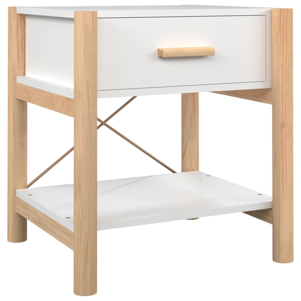 Bedside Table White 42x38x45 cm Engineered Wood