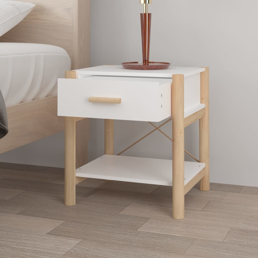 Bedside Table White 42x38x45 cm Engineered Wood