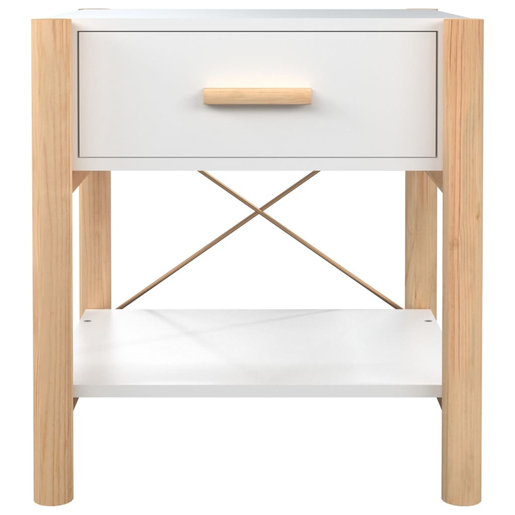 Bedside Table White 42x38x45 cm Engineered Wood