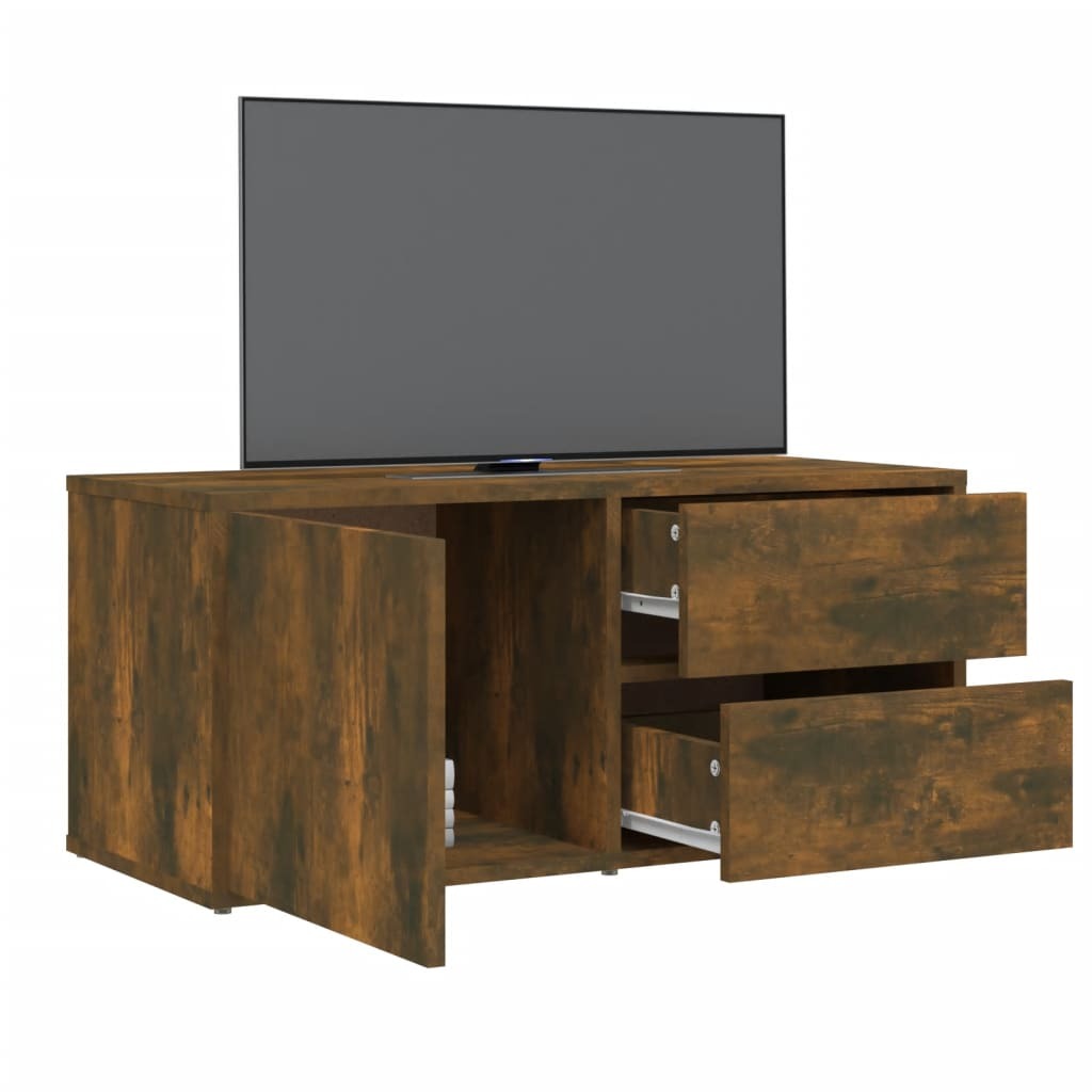 TV Cabinet Smoked Oak 80x34x36 cm Engineered Wood