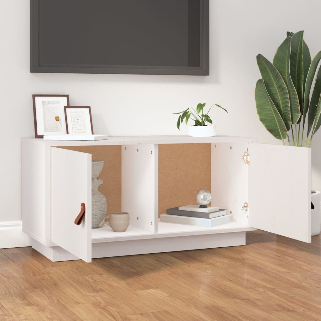 TV Cabinet White 80x34x40 cm Solid Wood Pine