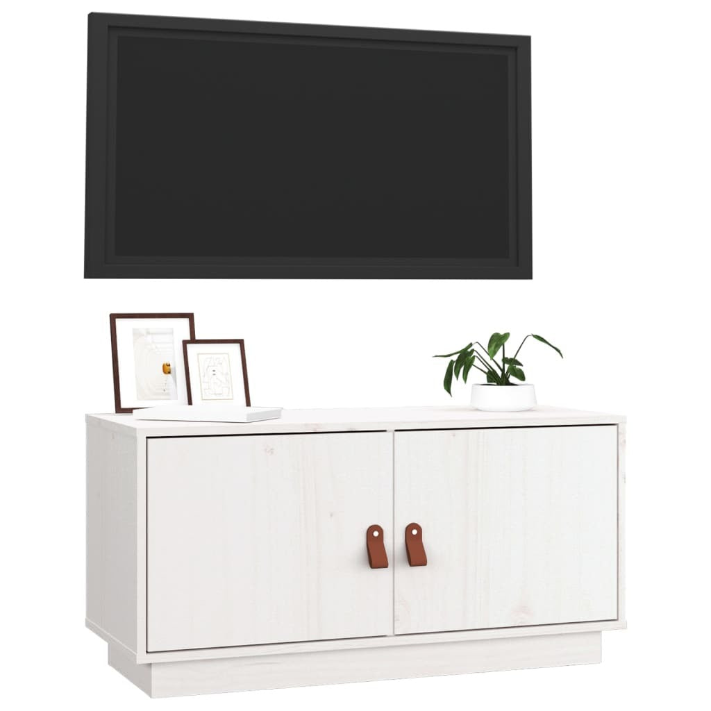 TV Cabinet White 80x34x40 cm Solid Wood Pine