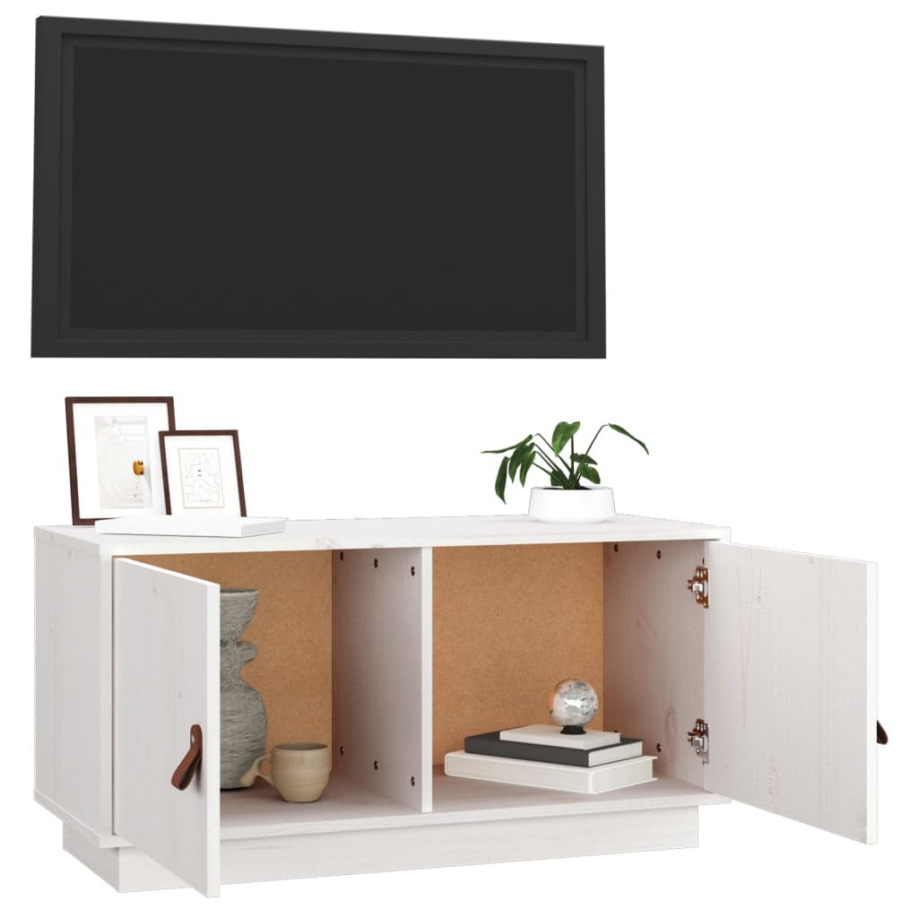 TV Cabinet White 80x34x40 cm Solid Wood Pine