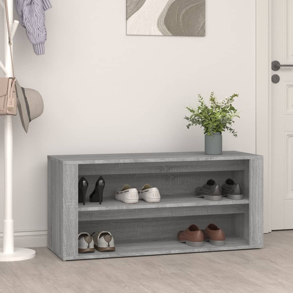 Shoe Rack Concrete Grey 100x35x45 cm Engineered Wood