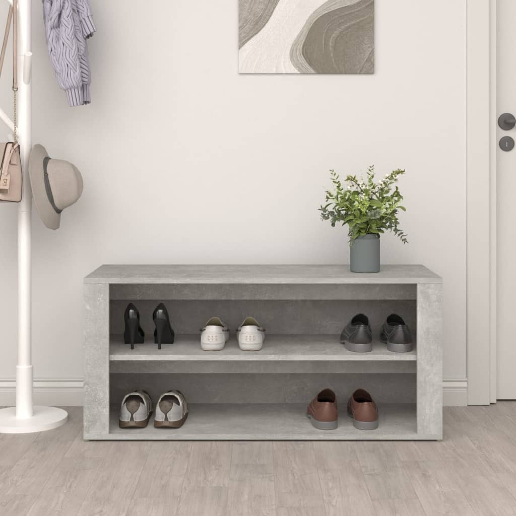 Shoe Rack Concrete Grey 100x35x45 cm Engineered Wood