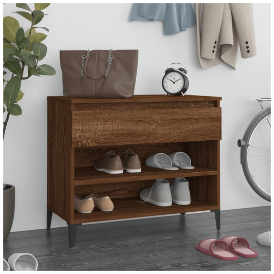 Shoe Cabinet Brown Oak 70x36x60 cm Engineered Wood