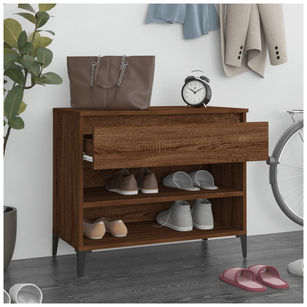 Shoe Cabinet Brown Oak 70x36x60 cm Engineered Wood