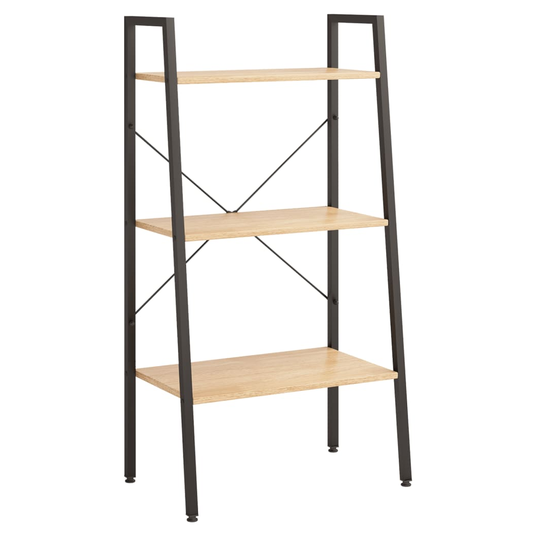 3-Tier Standing Shelf Light Brown and Black 56x35x108 cm