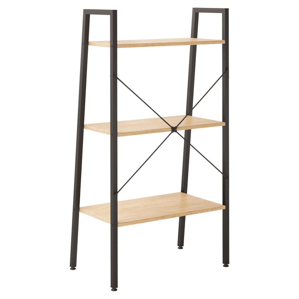 3-Tier Standing Shelf Light Brown and Black 56x35x108 cm