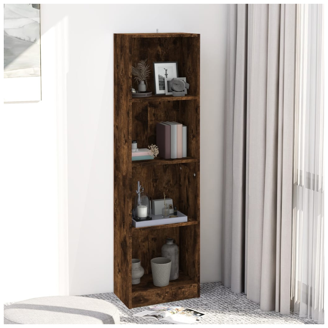 4-Tier Book Cabinet Smoked Oak 40x24x143 cm Engineered Wood