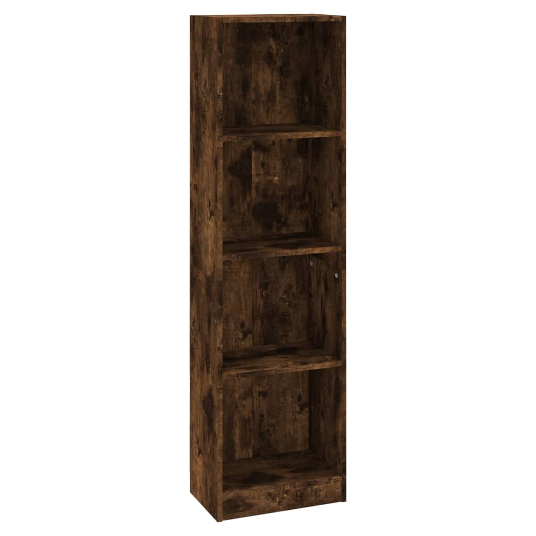 4-Tier Book Cabinet Smoked Oak 40x24x143 cm Engineered Wood