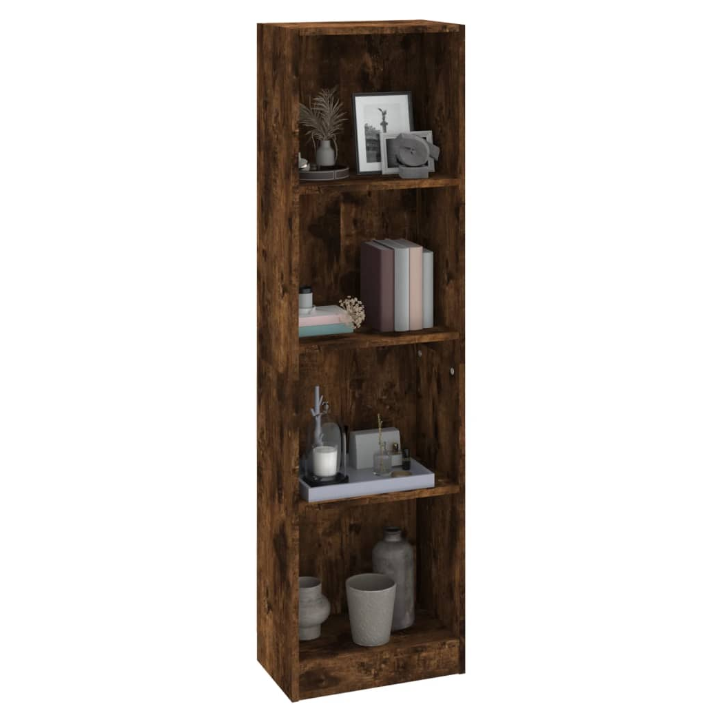 4-Tier Book Cabinet Smoked Oak 40x24x143 cm Engineered Wood