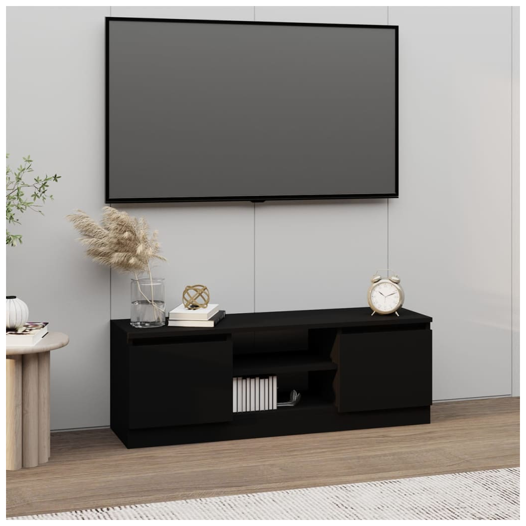 TV Cabinet with Door Black 102x30x36 cm