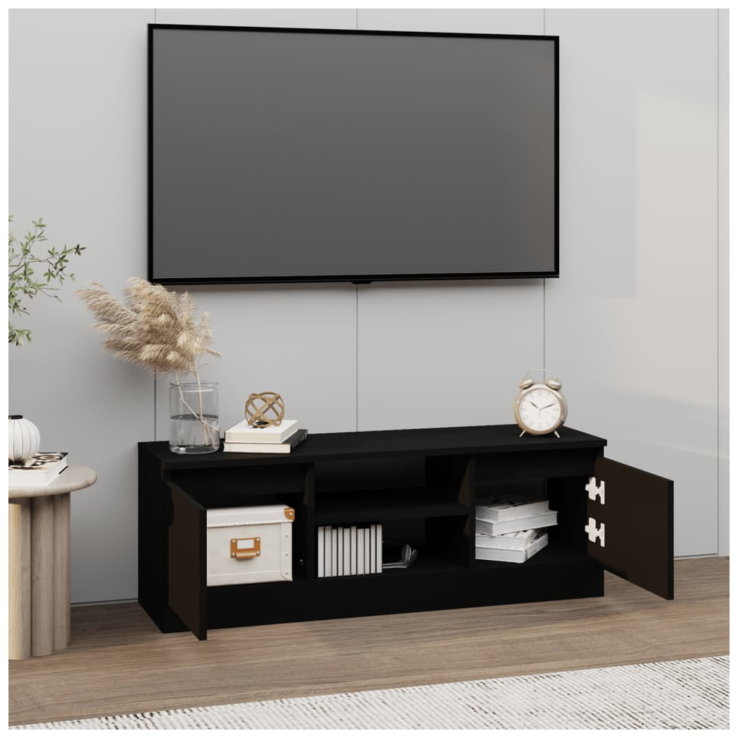 TV Cabinet with Door Black 102x30x36 cm