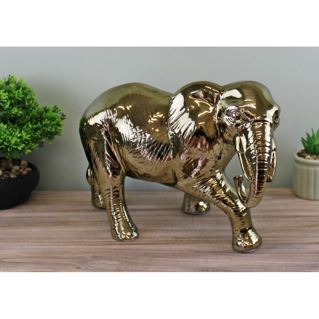 Large Golden Elephant Ornament 34cm