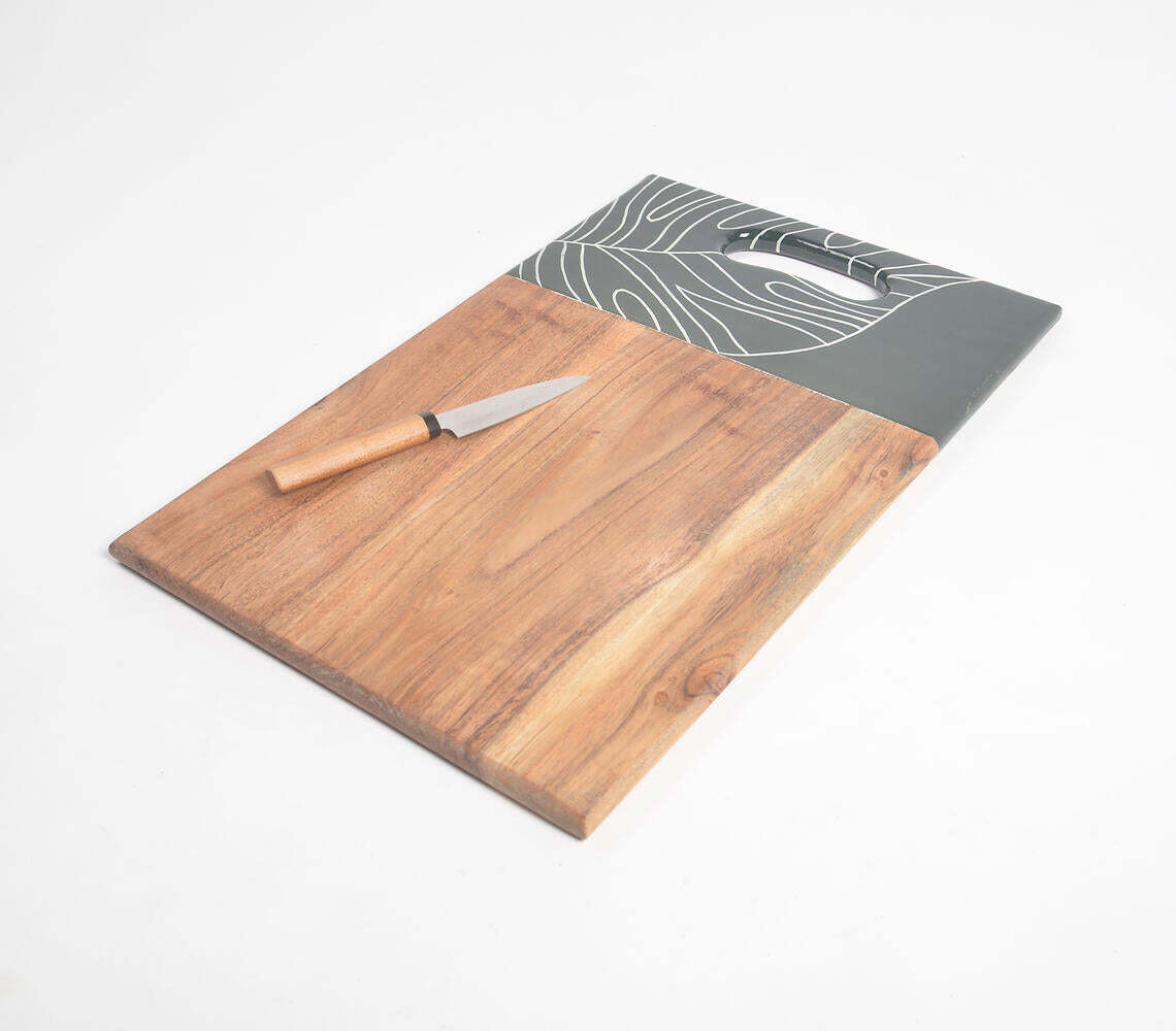 Forest Leaf Enameled Mango Wood Chopping Board