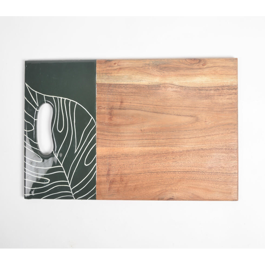 Forest Leaf Enameled Mango Wood Chopping Board