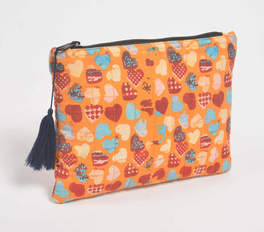 Stripe-Quilted Hearts Pouch