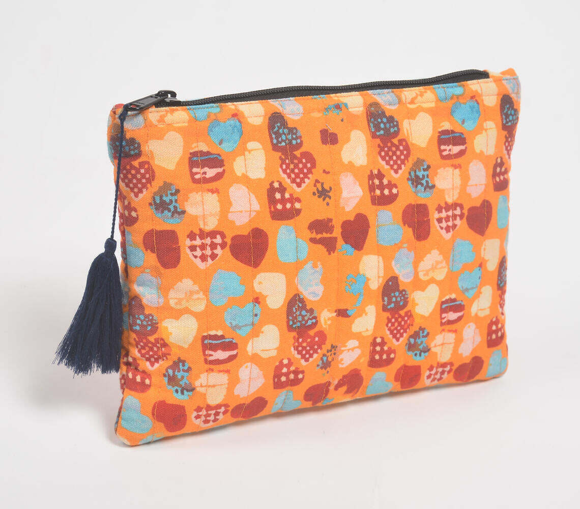 Stripe-Quilted Hearts Pouch