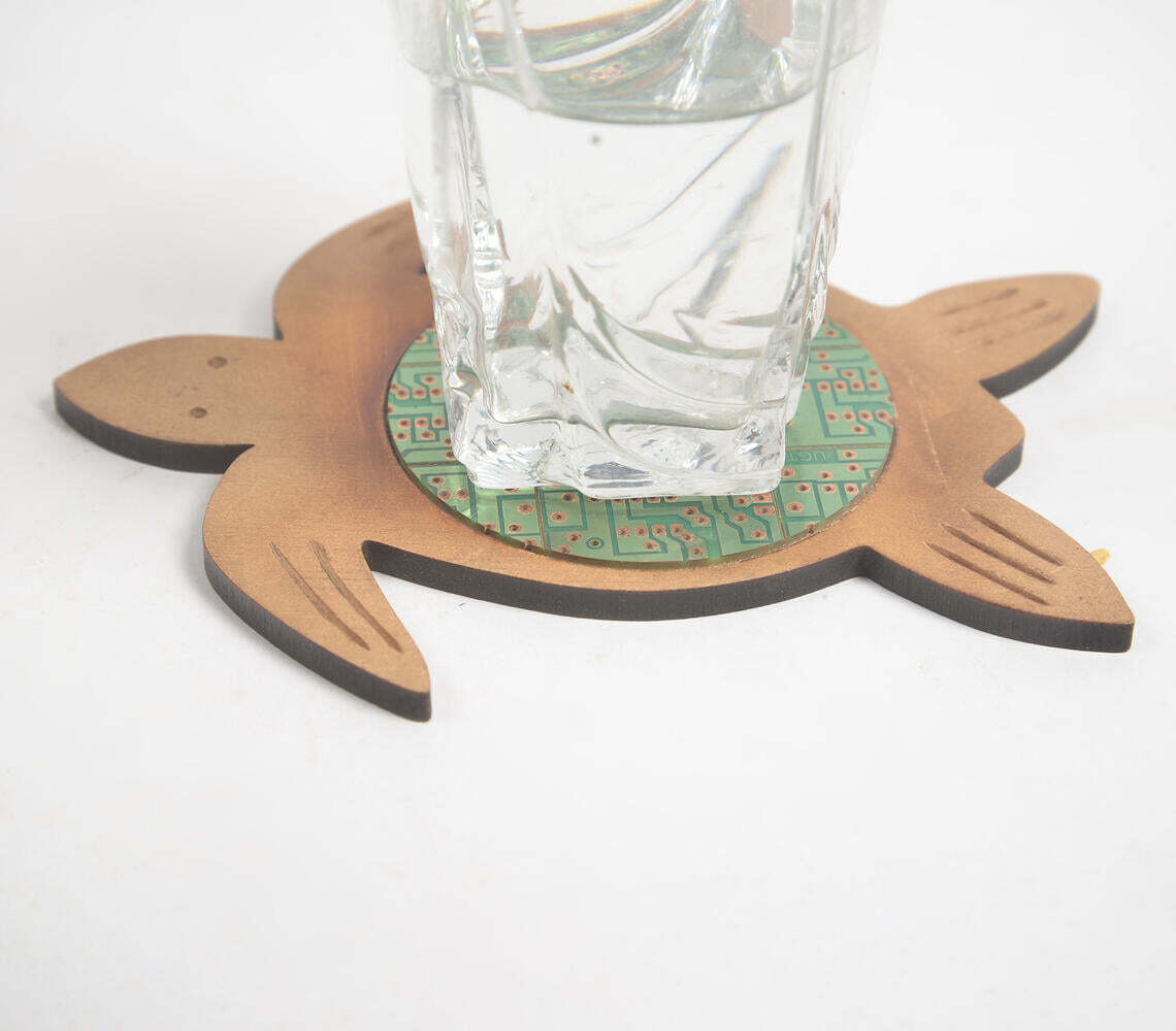 Recycled Circuit Board & MDF Turtle-Shaped Coaster