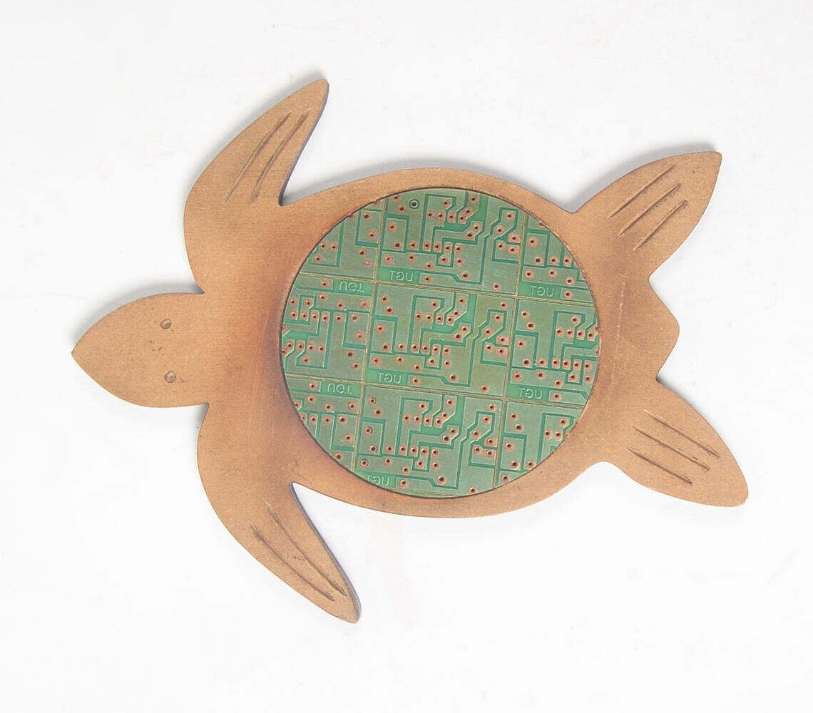 Recycled Circuit Board & MDF Turtle-Shaped Coaster