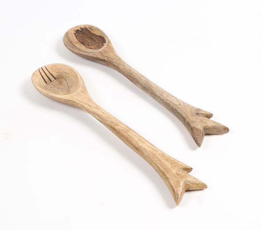 Raw Wooden Salad Servers (Set of 2)