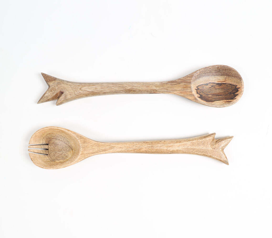 Raw Wooden Salad Servers (Set of 2)