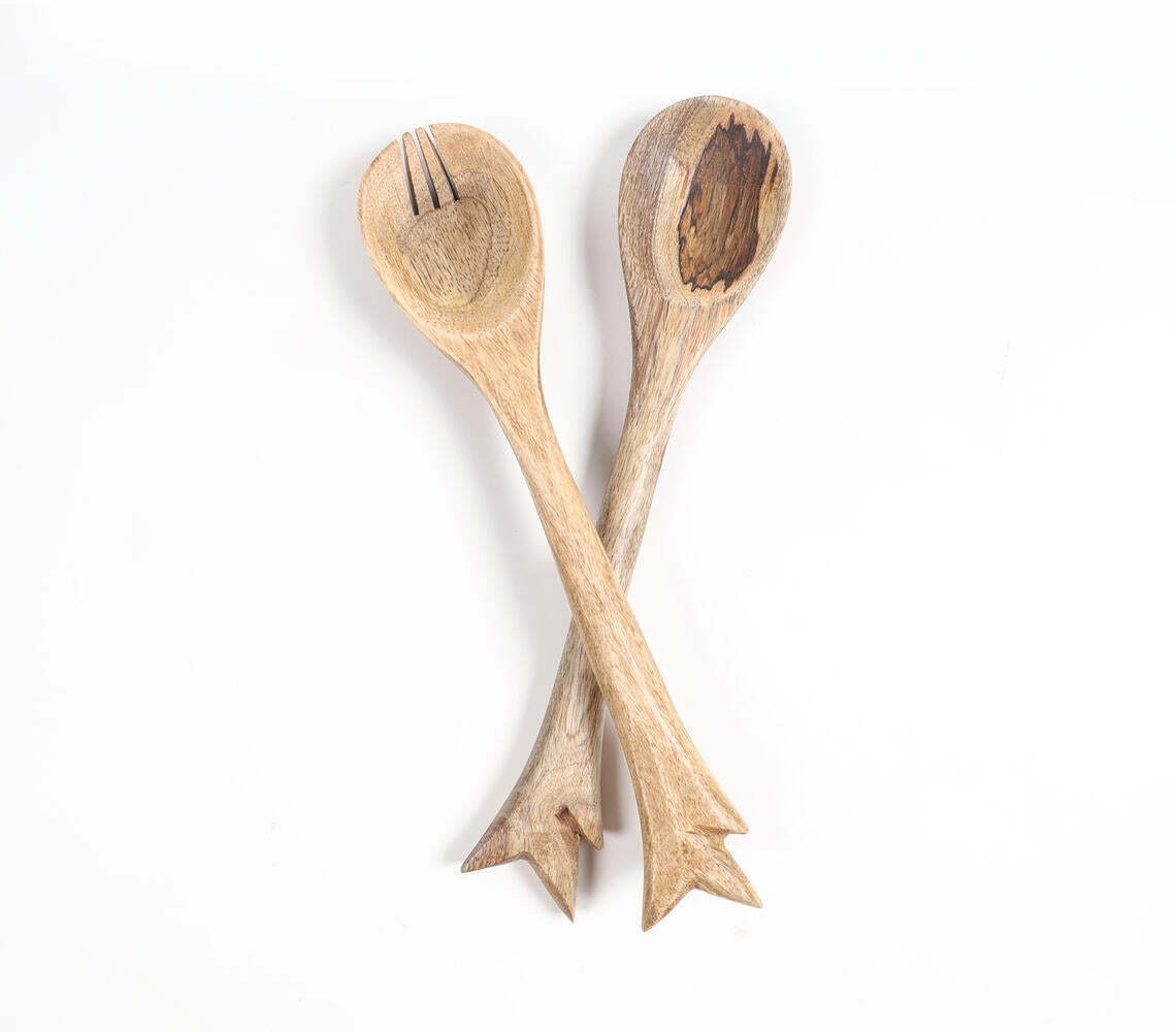 Raw Wooden Salad Servers (Set of 2)