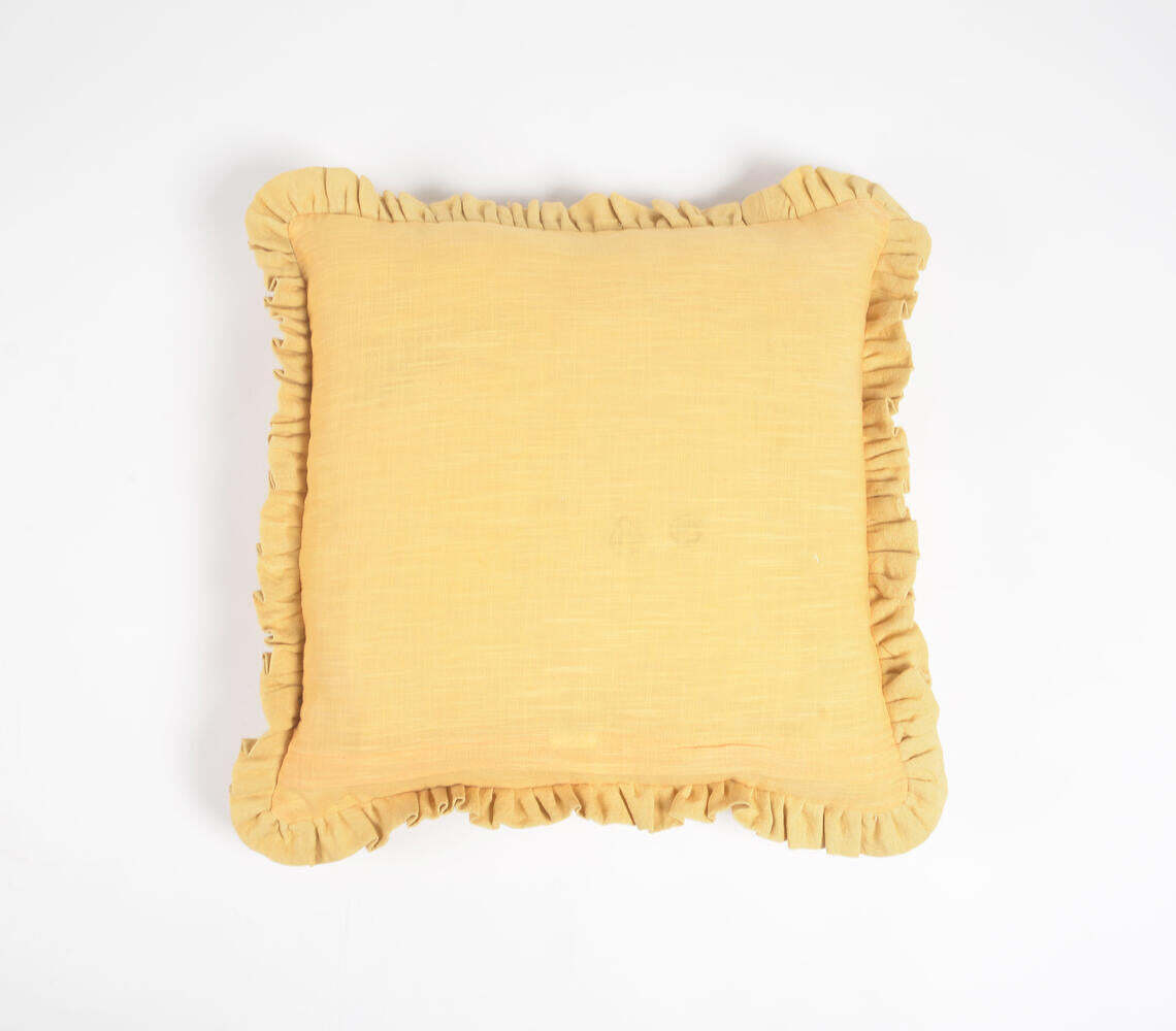 Solid Cushion Cover with Frilled Frame