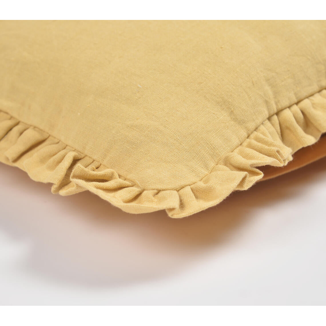 Solid Cushion Cover with Frilled Frame