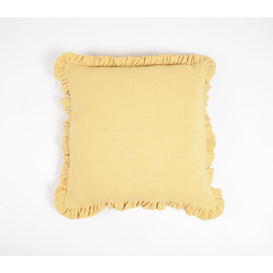 Solid Cushion Cover with Frilled Frame