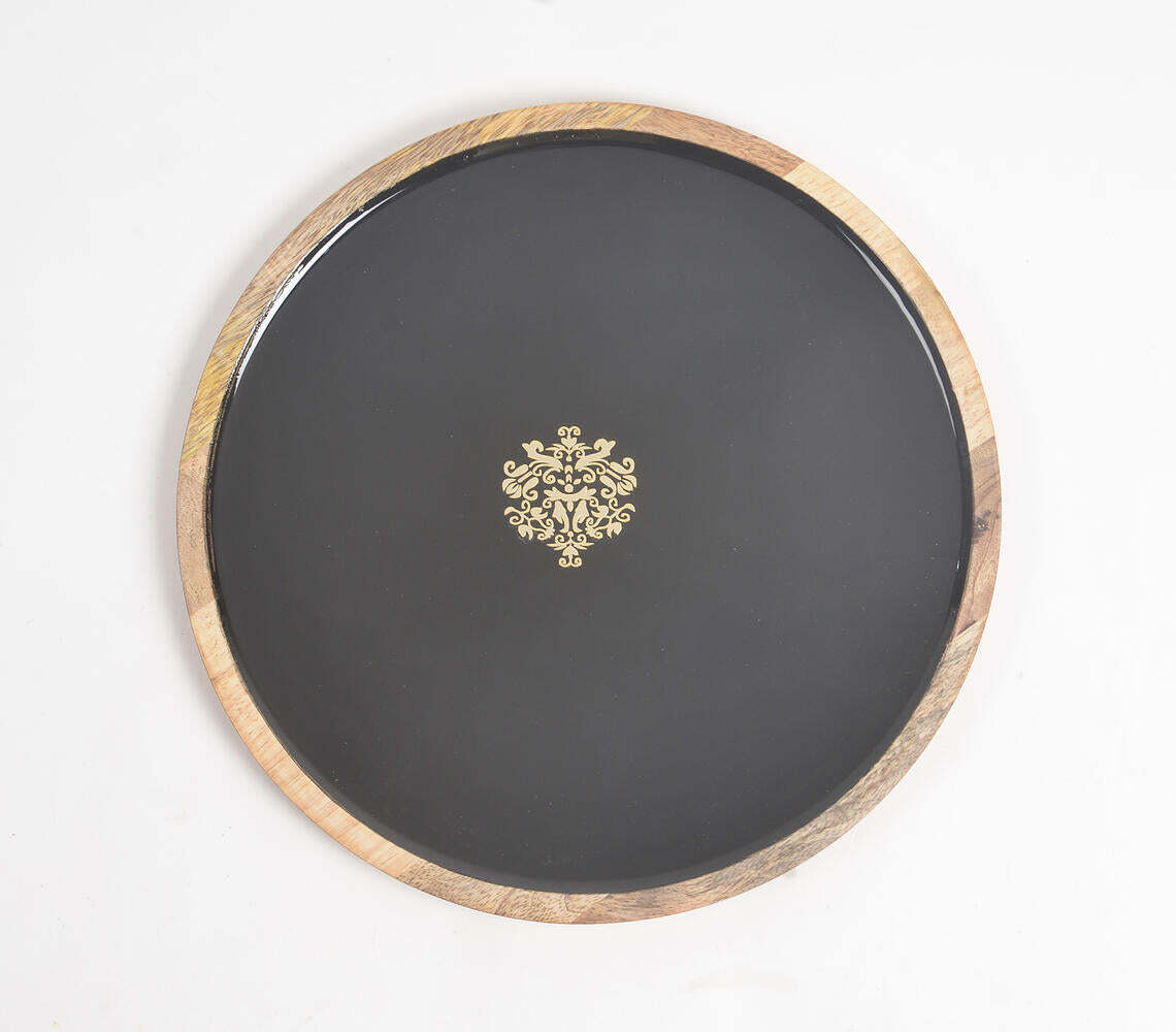 Regal Motif Noir Enameled Wooden Platter