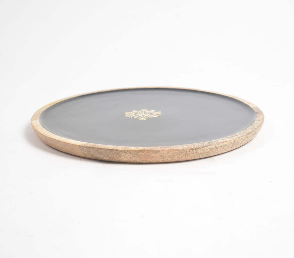 Regal Motif Noir Enameled Wooden Platter