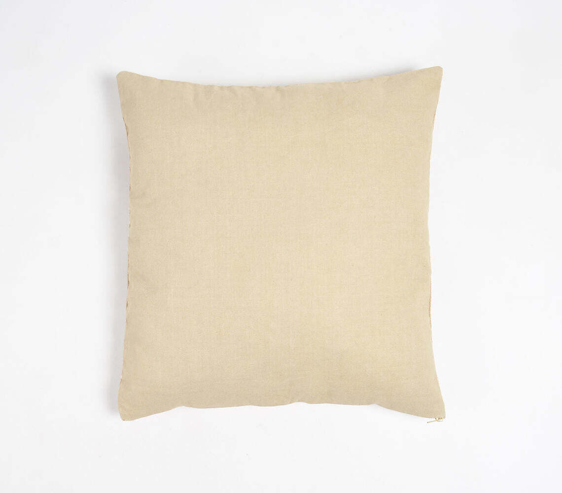 Solid Sand Cushion Cover with Line Embroidery