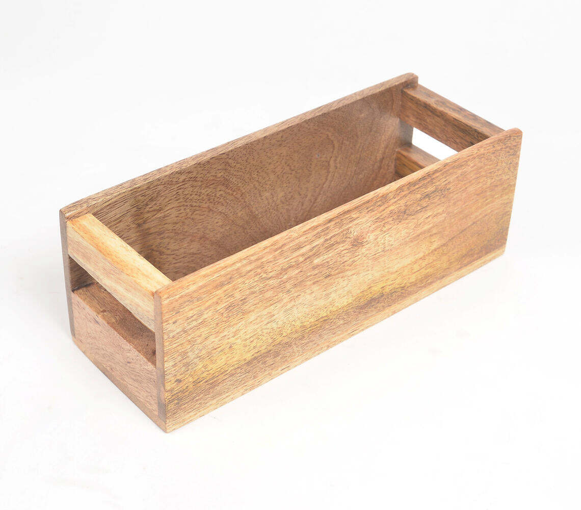 Raw Textured Mango Wood Cutlery Stand