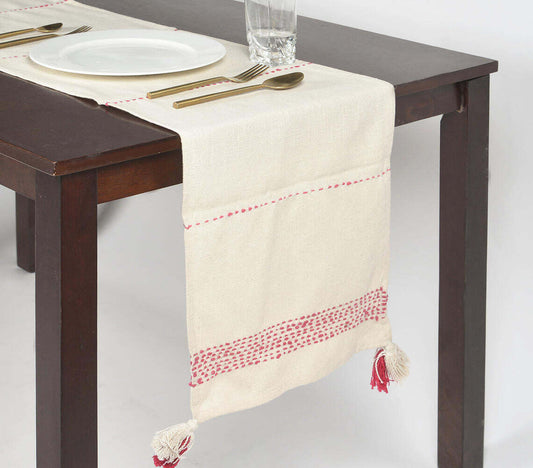 Minimal Cotton Tasseled Table Runner