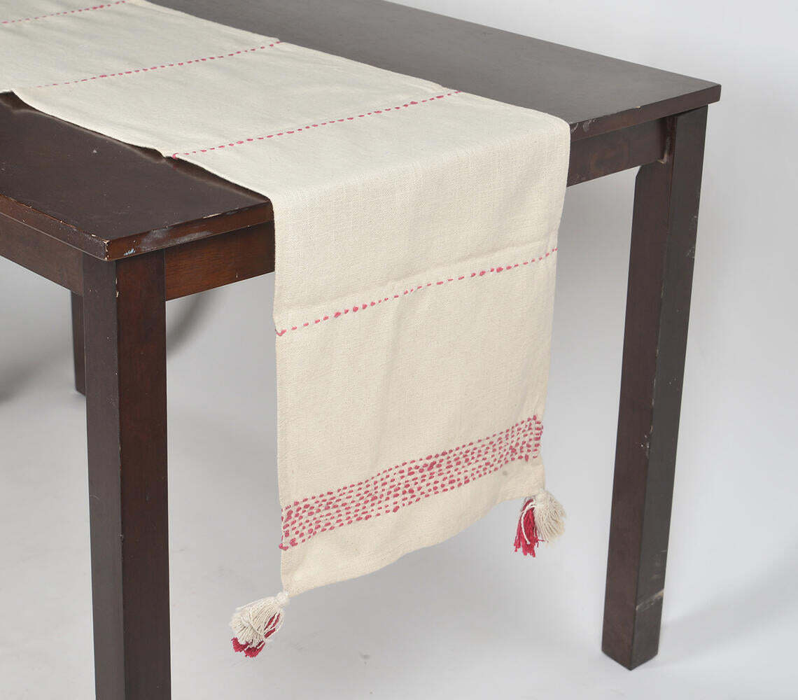 Minimal Cotton Tasseled Table Runner