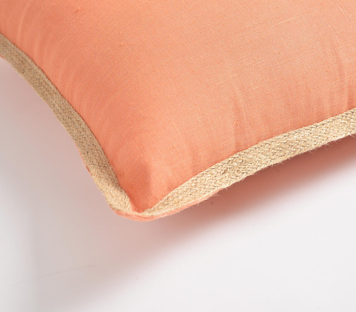 Coral Jute Border Cushion cover